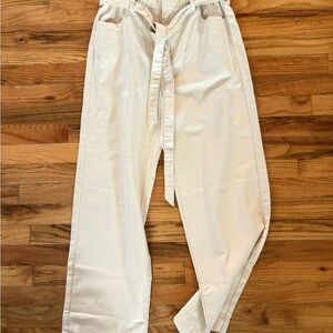 J.Crew Cream Pants with Tie-Waist nwt! Size 6 cozy,chic,and polished!NEW W TAGS💥